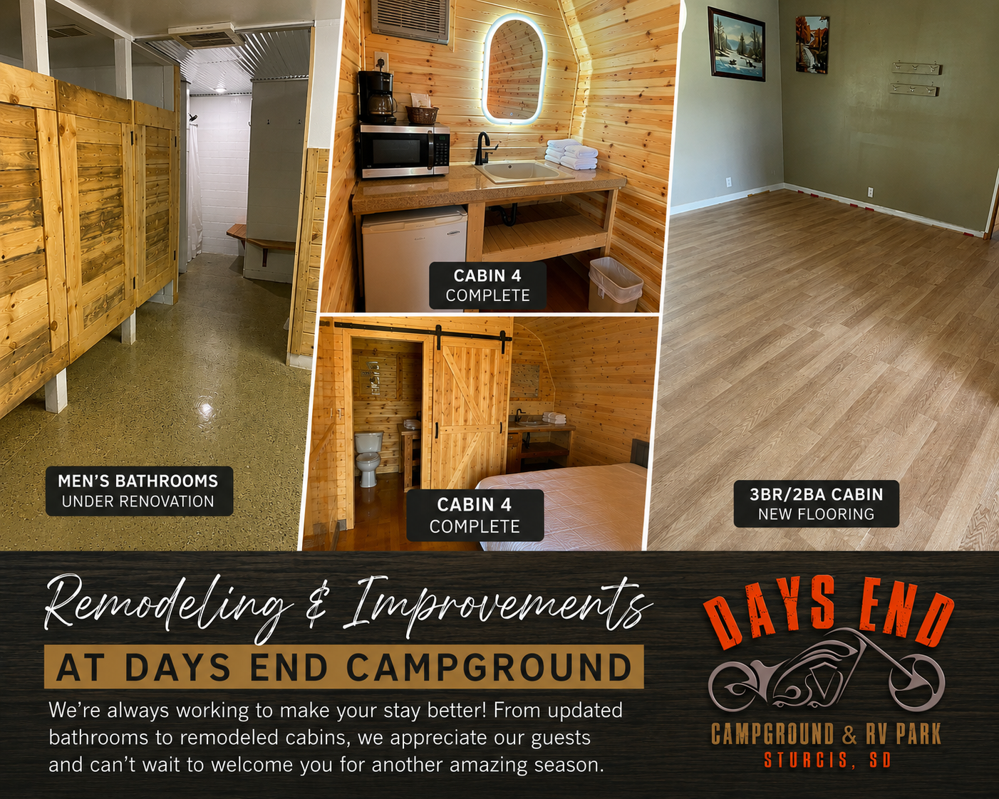 campground renovations at Days End Campground